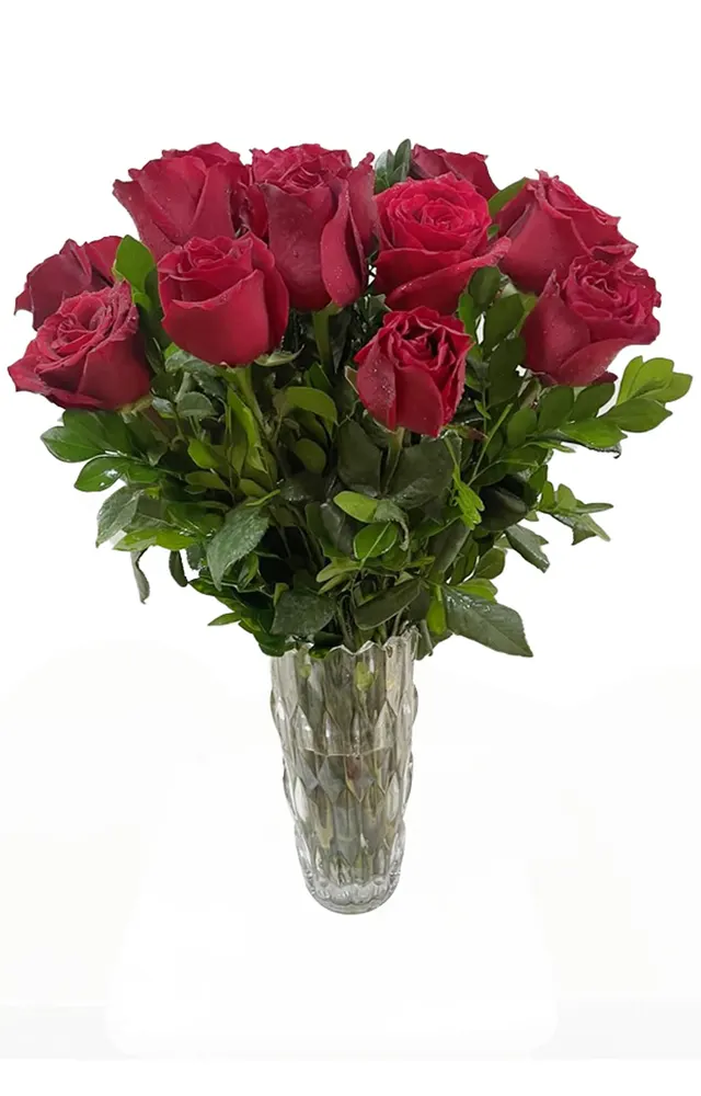 ARREGLO 12 ROSAS ABIERTAS