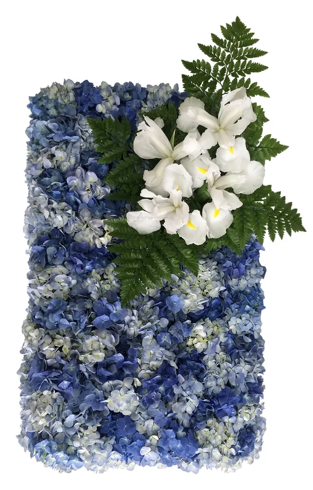 ALMOHADA DE DEFUNCIÓN EN TONOS AZULES 60 CM X 40 CM