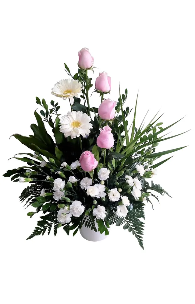 ARREGLO DE GERBERAS, ROSAS Y CLAVELES