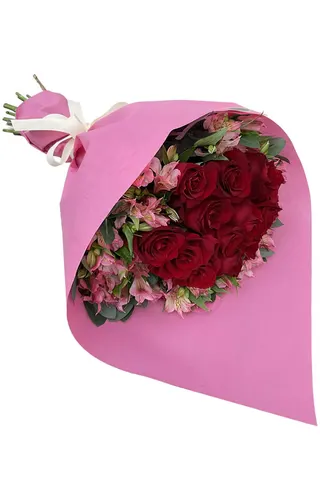 RAMO DE 12 ROSAS Y ASTROMELIAS