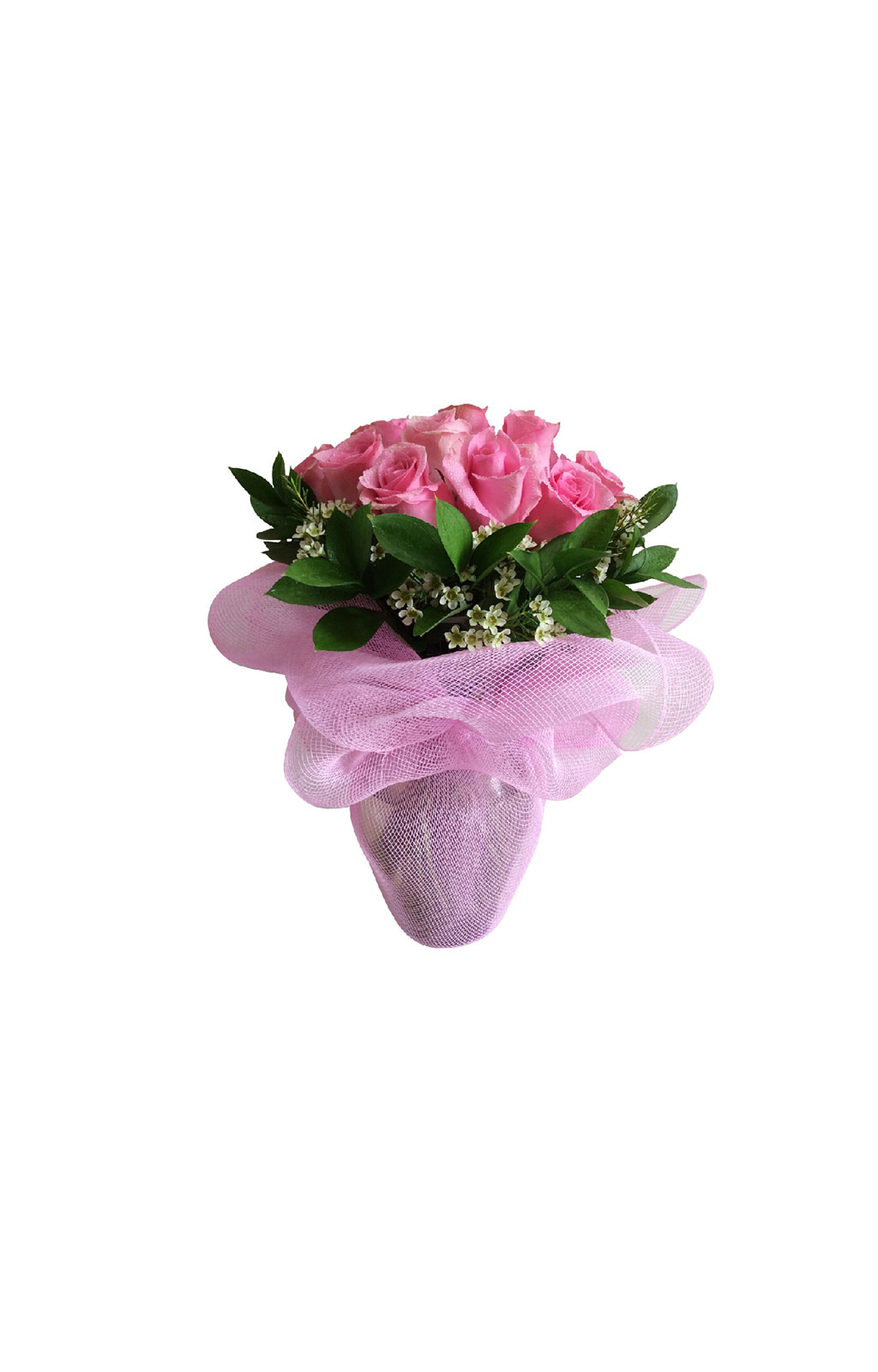 BOUQUET DE 12 ROSAS CON MALLA