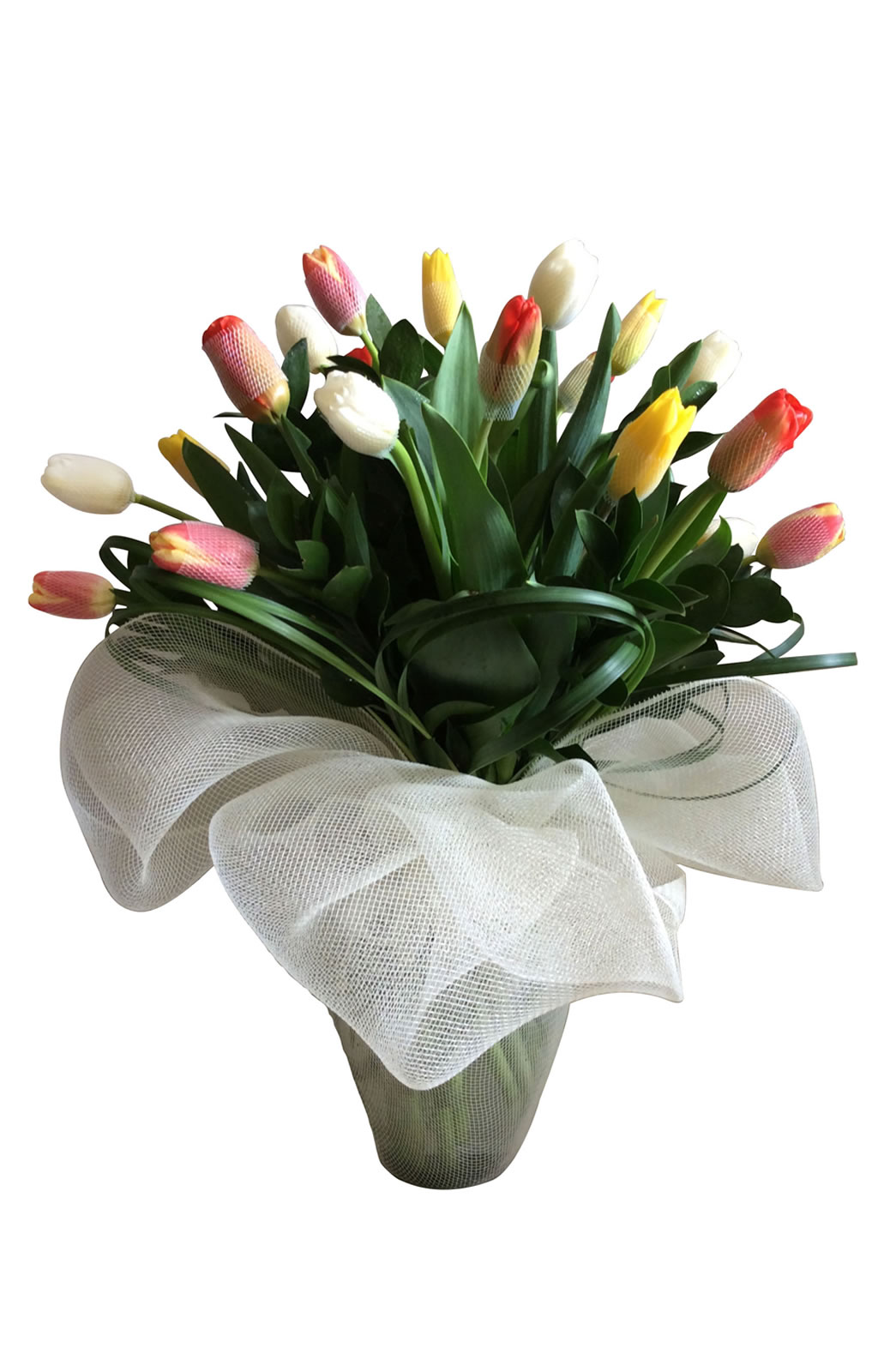 ARREGLO DE 20 TULIPANES EN MALLA