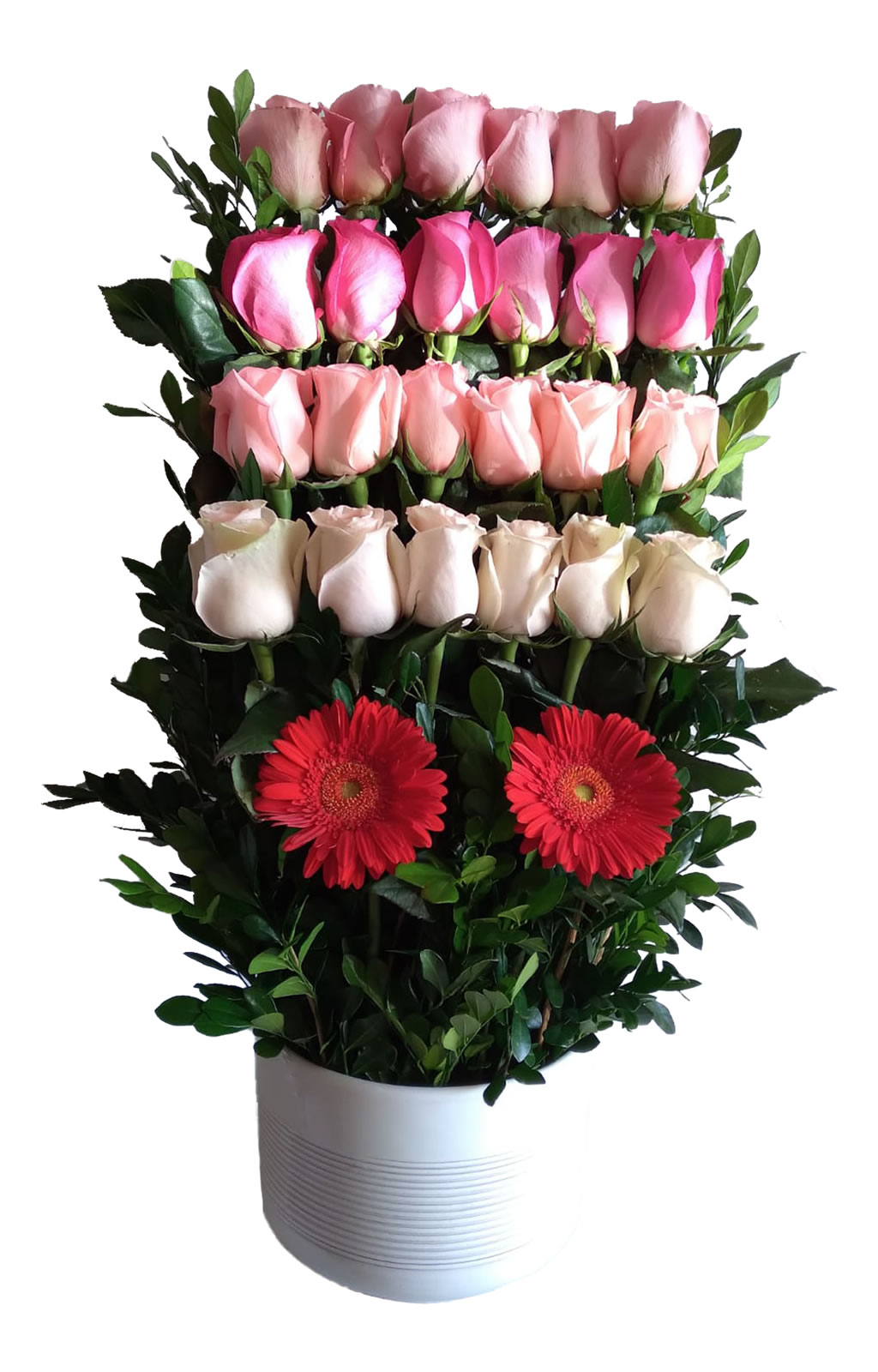 ARREGLO DE ROSAS TONOS ROSADOS