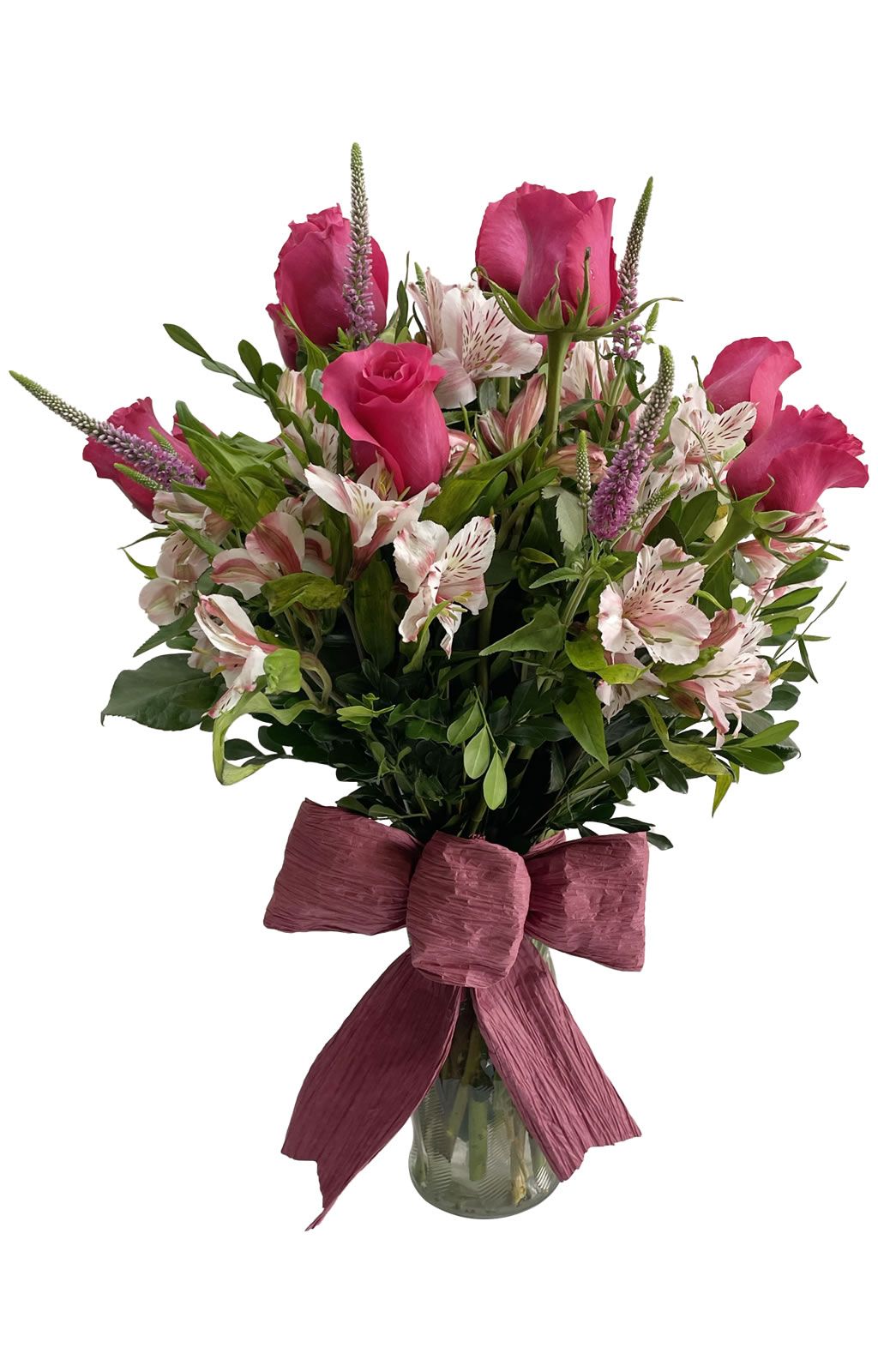 ARREGLO 12 ROSAS Y ASTROMELIAS