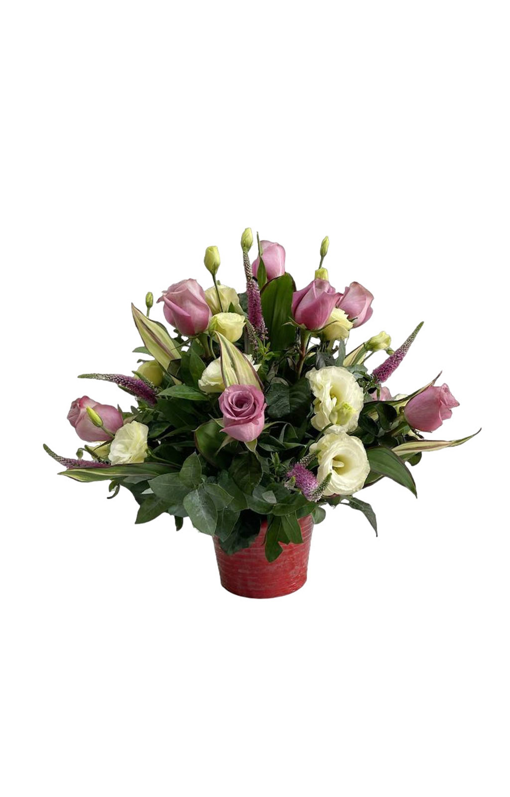 ARREGLO ROSAS Y LISIANTHUS