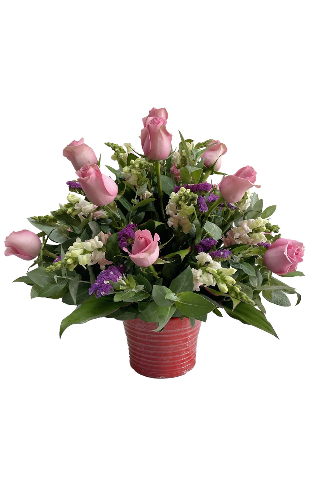 ARREGLO DE 12 ROSAS Y ESTATIS