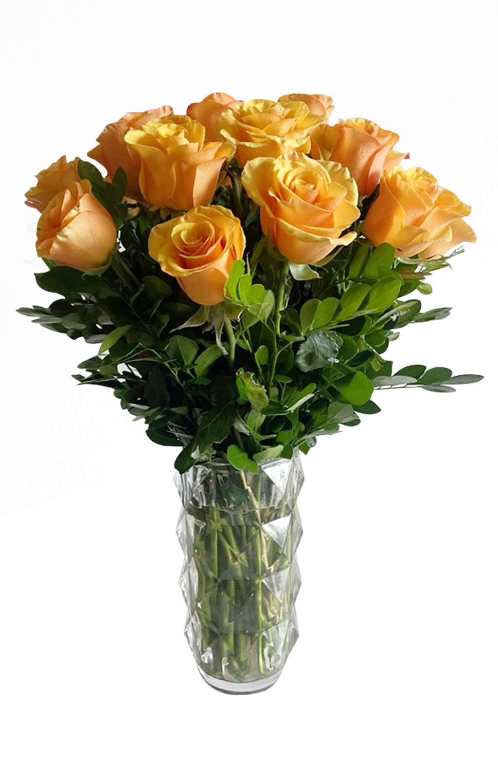 ARREGLO 12 ROSAS EN FLORERO