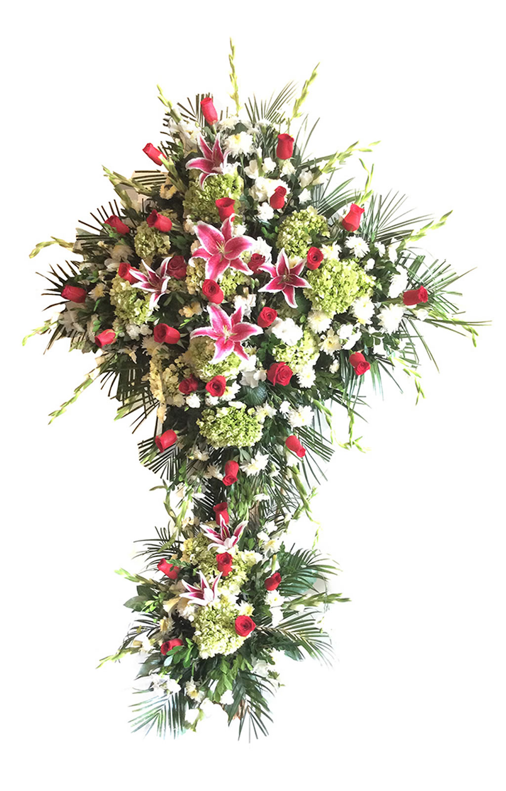 CRUZ DE DEFUNCIÓN TONOS ROJOS Y ROSADOS