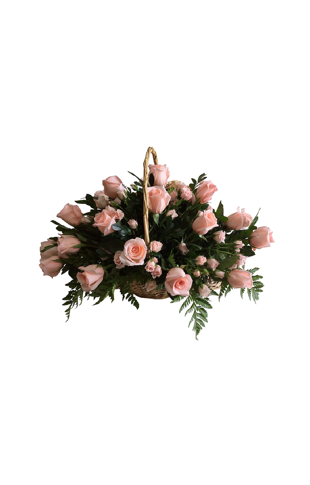 CANASTA CON ROSAS Y MINI ROSAS