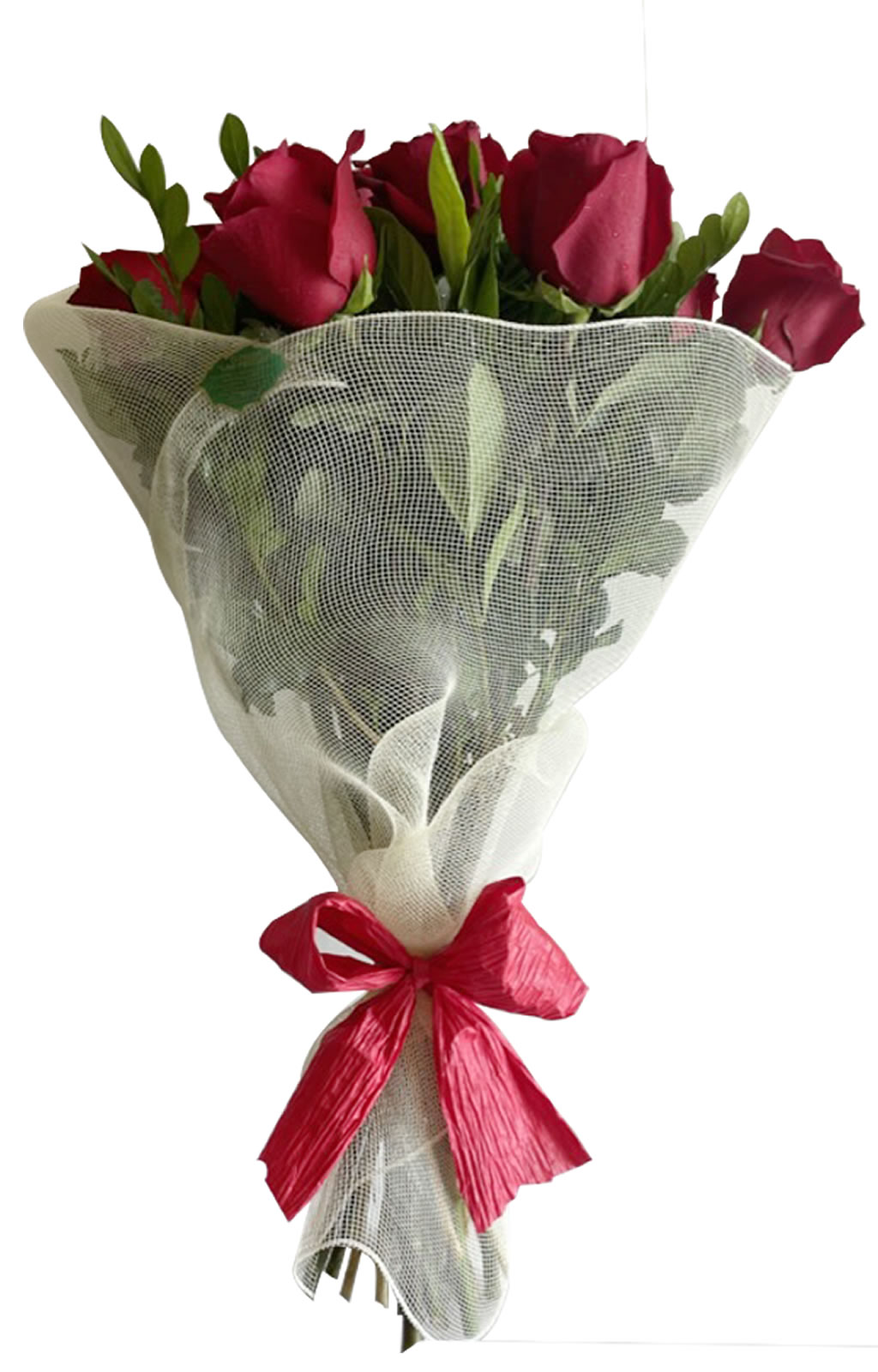 RAMO DE 12 ROSAS EN MALLA