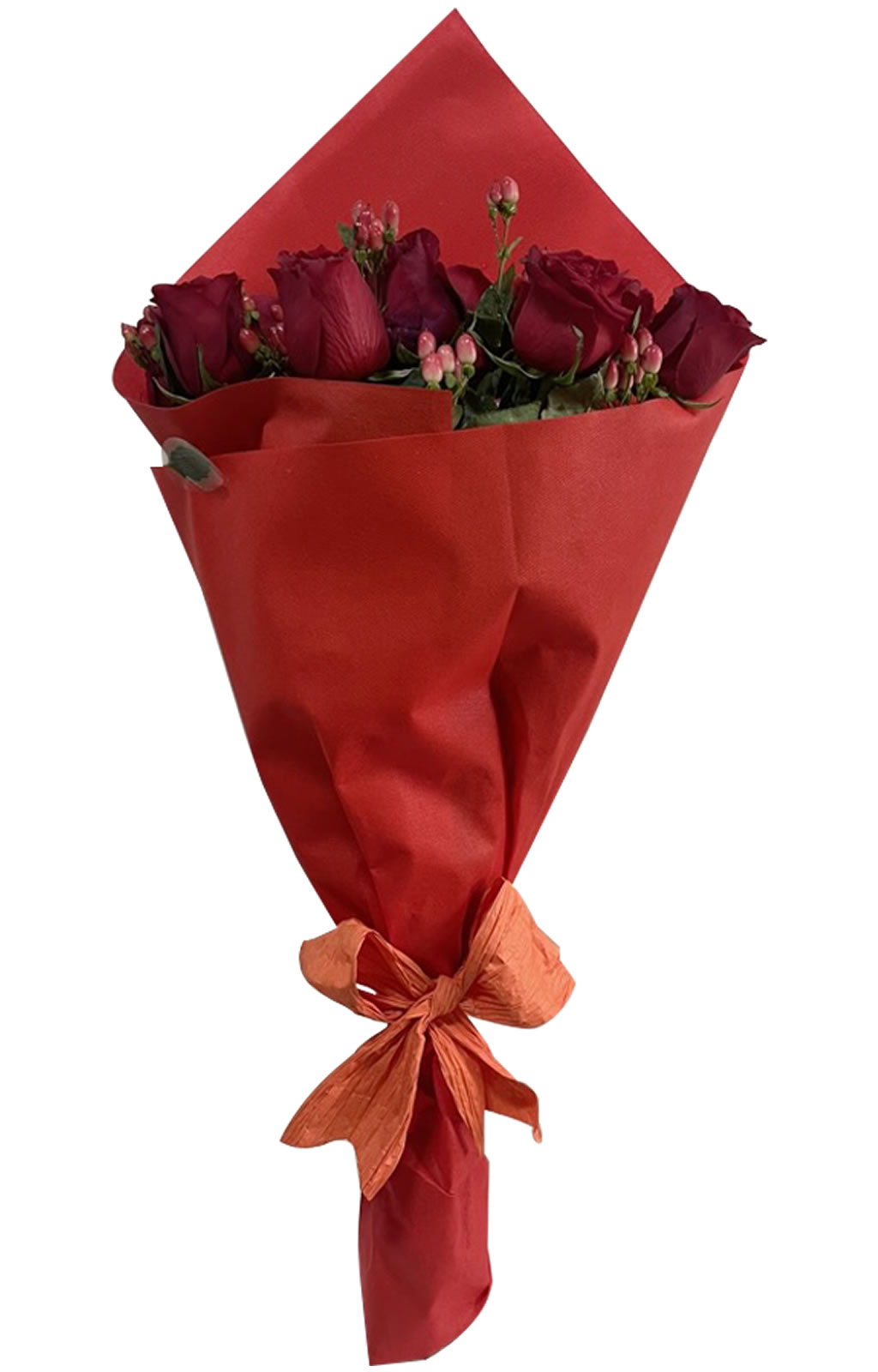 RAMO DE 12 ROSAS CON FOLLAJE EN TELA