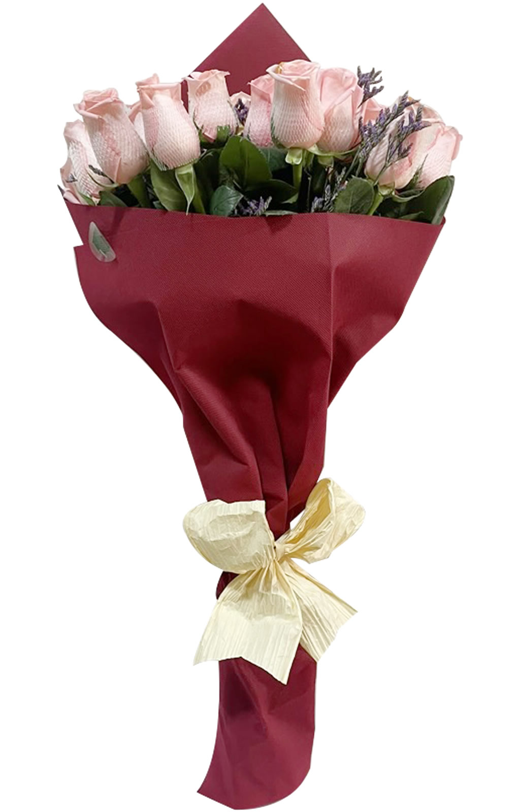 RAMO DE 24 ROSAS EN TELA CON FOLLAJE