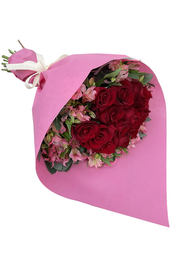 RAMO DE 12 ROSAS Y ASTROMELIAS